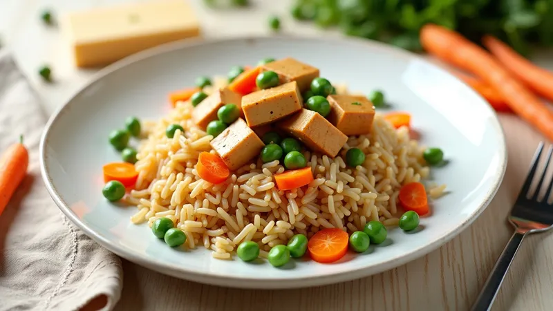 Riz sauté au tofu, carottes et petits pois — version gut-friendly