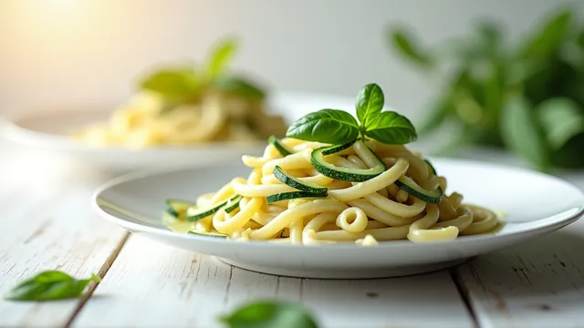 Rice Pasta with Courgette & Basil Sauce — Gut-Friendly Recipe