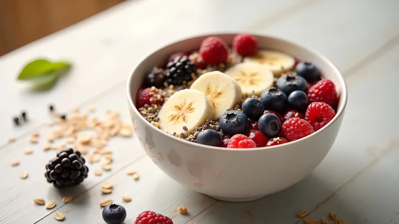 Bol kéfir sans lactose, flocons d'avoine et banane