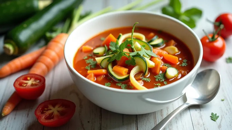 Soupe Minestrone Sans Gluten, Riche en Légumes