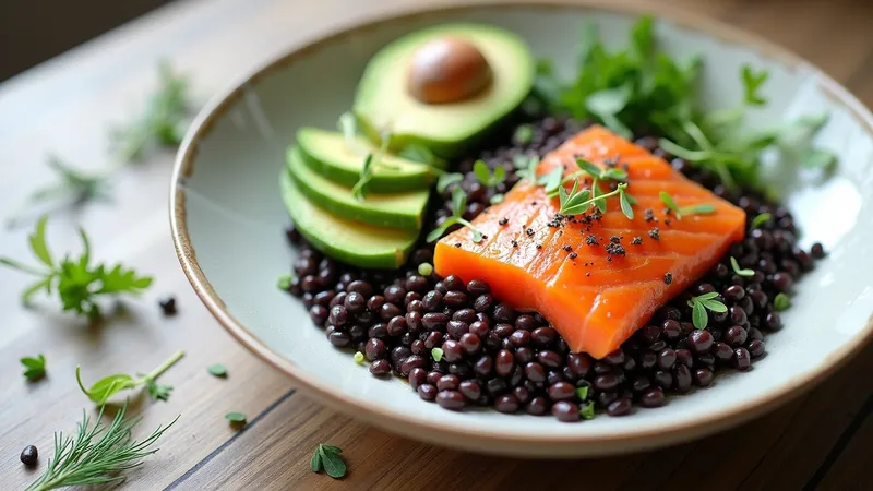 Black Rice, Smoked Salmon & Avocado Salad — Gut-Friendly Portion