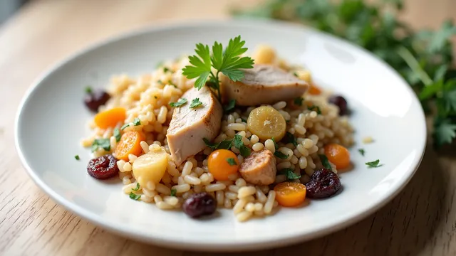 Warm Wild Rice Salad with Chicken and Raisins