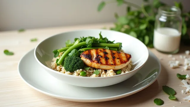 Coconut Rice with Chicken and Green Vegetables for a Sensitive Tummy