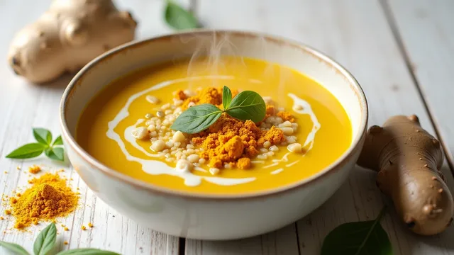 Tummy Healing Ginger, Turmeric & Rice Soup