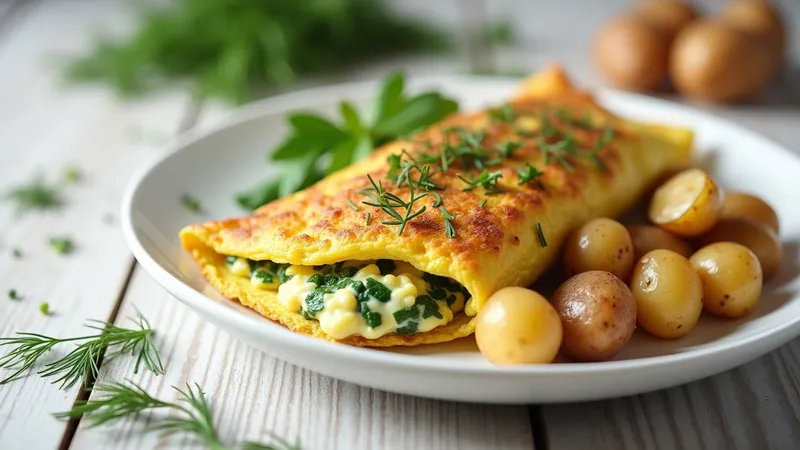 Omelette aux fines herbes et pommes de terre pour un ventre apaisé