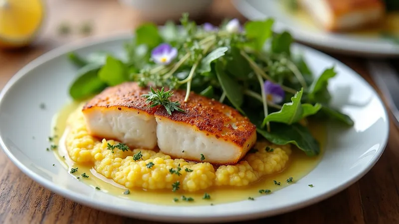 Poisson en croûte de polenta et salade verte gut-friendly