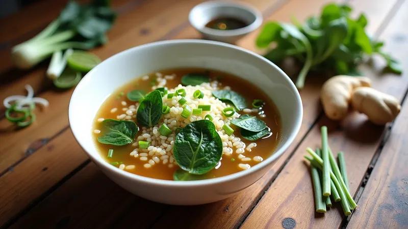 Miso & Rice Soup with Green Vegetables