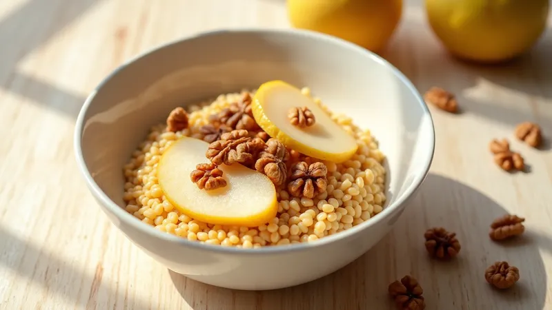 Creamy Millet Bowl with Poached Pear and Walnuts